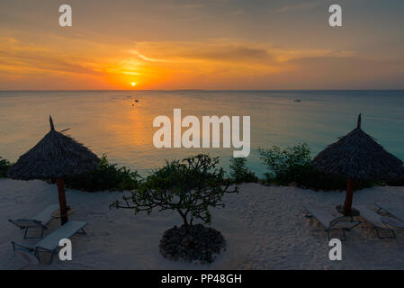 Tramonto a Zanzibar resort, Tanzania Africa Foto Stock