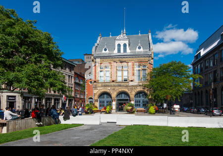 La parte esterna del Centro d'histoire de Montréal nella Città Vecchia, Montreal, QC, Canada Foto Stock