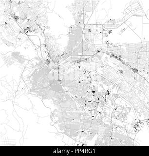 El Paso mappa, Ciudad Juarez, vista satellitare, bianco e nero mappa. Directory di strada e mappa della città. Texas. Stati Uniti Illustrazione Vettoriale