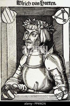 Ulrich von Hutten (1488-1523). Scrittore tedesco e teologo. Incisione. Foto Stock