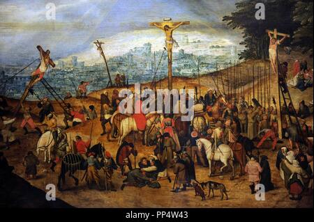 Pieter Brueghel il Giovane (1564-1638). Pittore fiammingo. La Crocifissione o il Calvario, 1617. Museo di Belle Arti. Budapest. Ungheria. Foto Stock