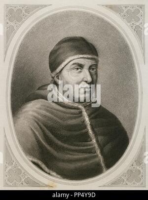 Leone X (1475-1521). Papa italiano di nome Giovanni de' Medici. Incisione di L. Roca nella rivoluzione religiosa, 1880. Foto Stock