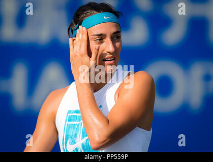 Wuhan, Cina. Wuhan, Cina. Settembre 23, 2018 - Caroline Garcia di pratiche di Francia al 2018 Dongfeng Motor Wuhan Open WTA Premier 5 il torneo di tennis di credito: AFP7/ZUMA filo/Alamy Live News Foto Stock