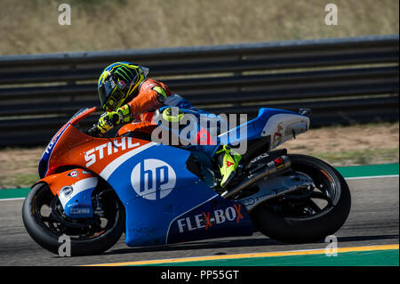 Alcaniz, Spagna. Il 23 settembre 2018. Il motociclismo MotoGP di Aragon, il giorno della gara; Moto2 Lorenzo Baldassarri (Pons HP40) in azione Credit: Azione Plus immagini di sport/Alamy Live News Foto Stock