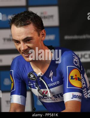 Innsbruck, Australia. 23 Sett 2018. Yves Lampaert (Quick -Step-Floors) durante il 2018 strada UCI Campionati del Mondo, Uomini Squadra Crono corsa di ciclismo su Settembre 23, 2018 a Innsbruck, Austria - Photo Laurent Lairys / DPPI Credito: Laurent Lairys/Agence Locevaphotos/Alamy Live News Foto Stock