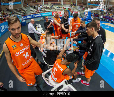 Torrejón de Ardoz, Spagna. Il 22 settembre, 2018. Norrköping delfini durante Norrköping delfini vittoria su Movistar Estudiantes (69 - 71) nel basket FIBA Champions League qualification round 1 gioco 2 celebrato nel Pabellón Jorge Garbajosa in Torrejón de Ardóz, Madrid (Spagna). Il 22 settembre 2018. Credito: Juan Carlos García Mate/Pacific Press/Alamy Live News Foto Stock