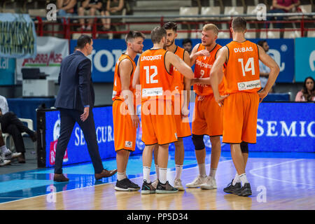 Torrejón de Ardoz, Spagna. Il 22 settembre, 2018. Norrköping delfini durante Norrköping delfini vittoria su Movistar Estudiantes (69 - 71) nel basket FIBA Champions League qualification round 1 gioco 2 celebrato nel Pabellón Jorge Garbajosa in Torrejón de Ardóz, Madrid (Spagna). Il 22 settembre 2018. Credito: Juan Carlos García Mate/Pacific Press/Alamy Live News Foto Stock