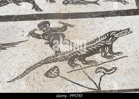 Spagna. Italica. Città romana fondata c. 206 BC. Casa di Nettuno. Dettaglio del mosaico. Andalusia. Foto Stock