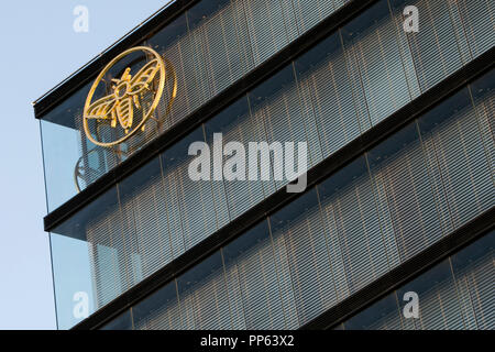 Un logo segno al di fuori della sede del gruppo Erste Bank e Erste Foundation (Erste Stiftung) a Vienna il 5 settembre 2018. Foto Stock