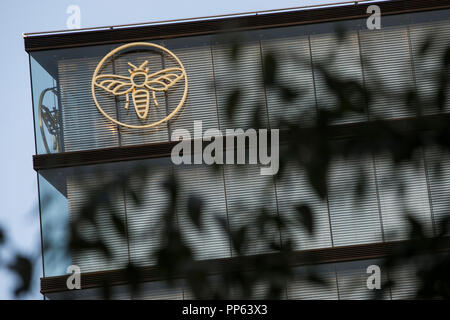 Un logo segno al di fuori della sede del gruppo Erste Bank e Erste Foundation (Erste Stiftung) a Vienna il 5 settembre 2018. Foto Stock