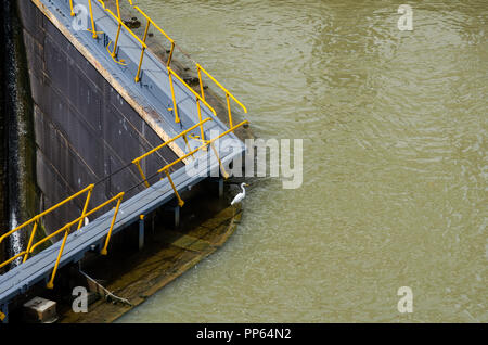 Miraflores Locks strutture a canale di Panama pacific ingresso Foto Stock