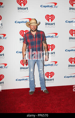 Jason Aldean arriva sul tappeto rosso per la iHeartRadio Music Festival di Las Vegas, Nevada, il 21 settembre 2018. Foto Stock