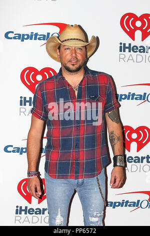 Jason Aldean arriva sul tappeto rosso per la iHeartRadio Music Festival di Las Vegas, Nevada, il 21 settembre 2018. Foto Stock