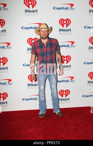 Jason Aldean arriva sul tappeto rosso per la iHeartRadio Music Festival di Las Vegas, Nevada, il 21 settembre 2018. Foto Stock