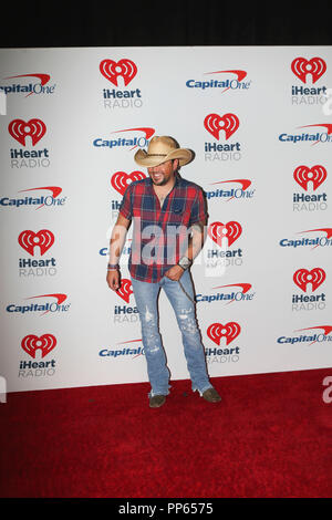 Jason Aldean arriva sul tappeto rosso per la iHeartRadio Music Festival di Las Vegas, Nevada, il 21 settembre 2018. Foto Stock