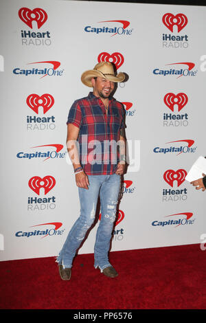 Jason Aldean arriva sul tappeto rosso per la iHeartRadio Music Festival di Las Vegas, Nevada, il 21 settembre 2018. Foto Stock