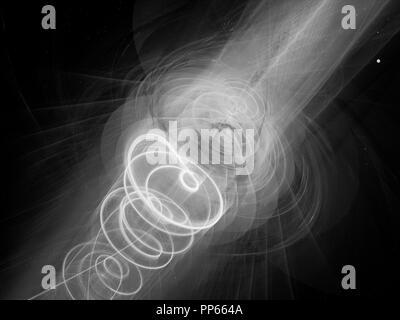 Nuova arma al plasma nello spazio bianco e nero, generato dal computer sfondo astratto, rendering 3D Foto Stock