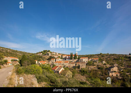 Villaggio Velo Grablje sull'isola di Hvar, Croazia 2018 Foto Stock