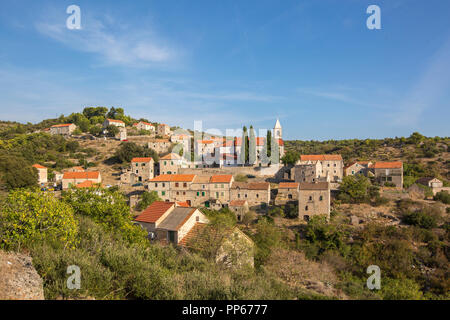 Villaggio Velo Grablje sull'isola di Hvar, Croazia 2018 Foto Stock