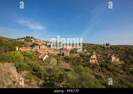 Villaggio Velo Grablje sull'isola di Hvar, Croazia 2018 Foto Stock