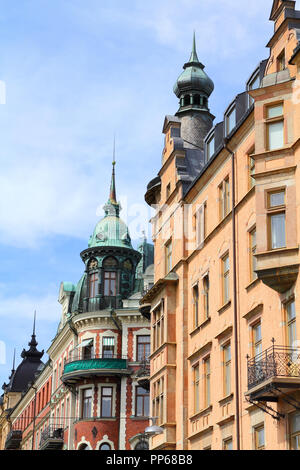 Stoccolma, Svezia. Strandvagen Street nel quartiere di Ostermalm. Foto Stock