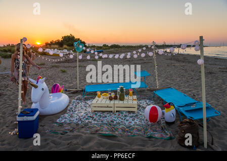 Supporto party sulla spiaggia Foto Stock