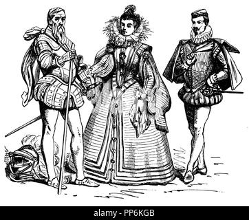 Costume spagnola (1550-1600), Spagna, sinistra: Duca Alba (1508-1582), a destra: Corte Costume, anonym 1896 Foto Stock