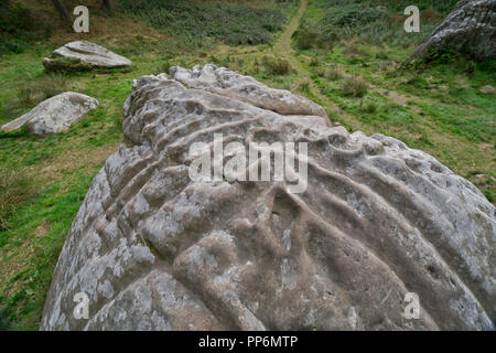 St Cuthbert's Cave, vicino Lowick, Northumberland Foto Stock