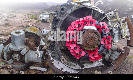 La Boeing RB-29A [F13-A] Superfortress 44-61999 "sopra esposti' si è schiantato in 1948 a Bleaklow, vicino il serpente Pass, Derbyshire, Regno Unito, sostenendo 13 vive. Foto Stock