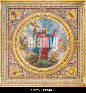 Gesù affresco nel soffitto della chiesa delle Suore Missionarie di Gesù eterno Sacerdote, in Roma, Italia. Foto Stock