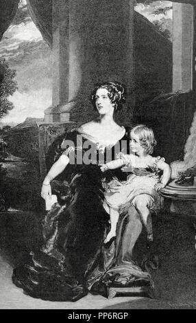 Countees di Gower. Incisione di Knesing. Copia del dipinto da Sir Thomas Lawrence (1769-1830). L'iberico illustrazione, 1898. Foto Stock