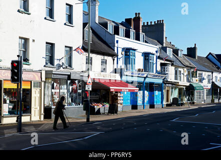 High Street, Honiton, Devon, Inghilterra, Regno Unito Foto Stock
