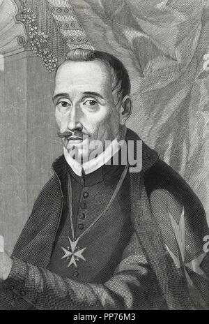 Félix Lope de Vega y Carpio (1562-1635), poeta y dramaturgo del Siglo de Oro español. Grabado de 1853. Foto Stock