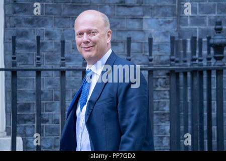 Londra, Regno Unito. 24 Settembre 2018,Chris Grayling MP PC, Segretario dei trasporti, , arriva in una riunione del gabinetto a 10 Downing Street, Londra, Regno Unito. Credit Ian Davidson/Alamy Live News Foto Stock