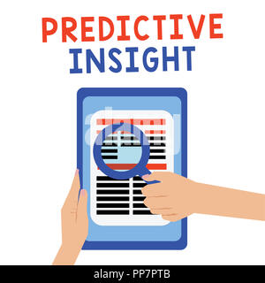 Testo della scrittura Predictive Insight. Concetto significato proattiva dei guasti del sistema di gestione di un rilevamento precoce. Foto Stock