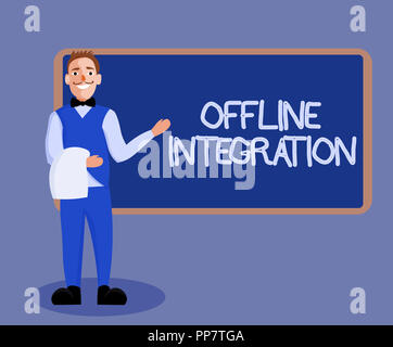 Parola di scrittura di testo integrazione offline. Il concetto di business per la prima terna di Marketing Stampa Televisione e all'aperto. Foto Stock