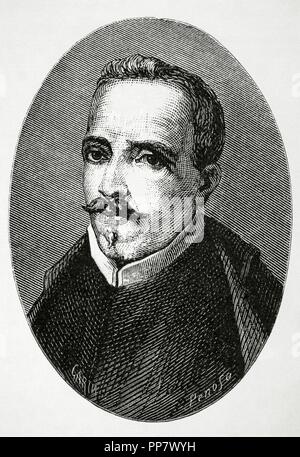 Garcilaso de la Vega (1501-1536). Poeta spagnolo. Incisione di penoso. Almanacco dell'illustrazione, 1879. Foto Stock