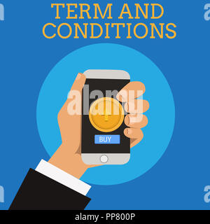 Segno di testo mostra Termini e Condizioni. Foto concettuale politiche e regole dove uno deve accettare di rispettare. Foto Stock