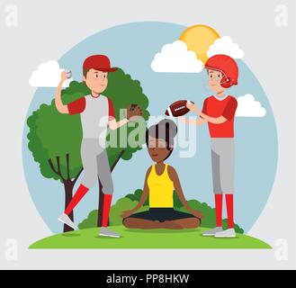 Gruppo di atleti praticare dello sport Illustrazione Vettoriale