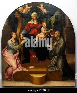 Pietro Negroni (1503-1565). Pittore italiano. La Vergine e il bambino con Santa Lucia e Antonio di Padova, 1544 periodo rinascimentale. Museo di Capodimonte. Napoli. L'Italia. Foto Stock