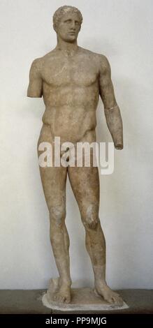 Agias Olimpic atleta statua. C. Da Agias. Delphi Museo Archeologico. La Grecia. Foto Stock