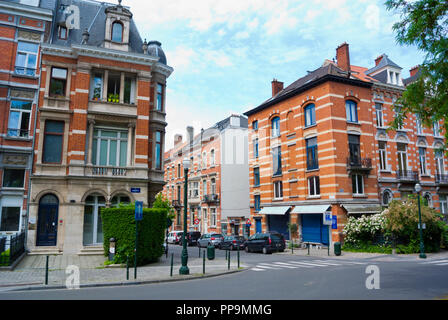 Case, Square Ambiorix, Quartier des Squares, Bruxelles, Belgio Foto Stock