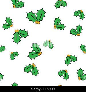 Vischio natale seamless pattern. Isolato su uno sfondo bianco. Illustrazione Vettoriale. Illustrazione Vettoriale