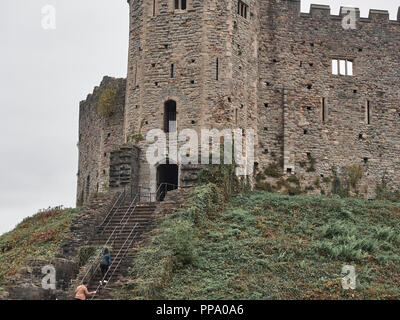 Cardiff, Regno Unito - Semptember 16, 2018: vista del Castello di Cardiff Foto Stock