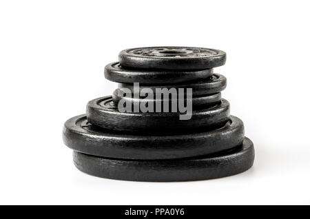 Manubri isolati su sfondo bianco Foto Stock