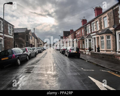 Cardiff, Regno Unito - Semptember 16, 2018: Vista di Cardiff per le strade delle città Foto Stock