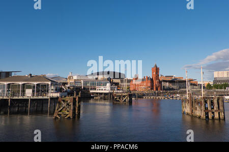 Vista della marina nella Baia di Cardiff Cardiff Galles Wales Foto Stock