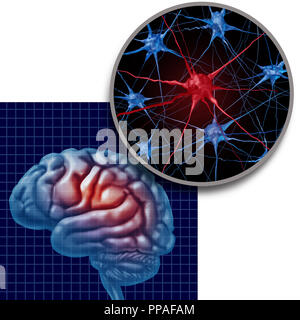 Parkinson anatomia cerebrale concetto parkinsons paziente e malattia di Parkinson i sintomi del disturbo come una testa umana con neuroni. Foto Stock