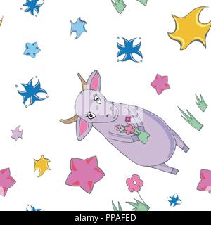 Cartoon carino baby cow con star. Seamless pattern vecktor Illustrazione Vettoriale