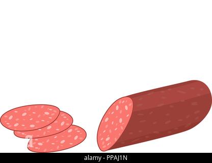 Pila di salami cotti. Illustrazione Vettoriale